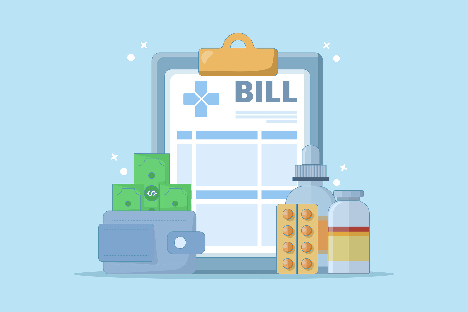 Billing — invoice with medication and payment